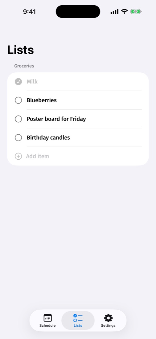 Callie lists on an iPhone